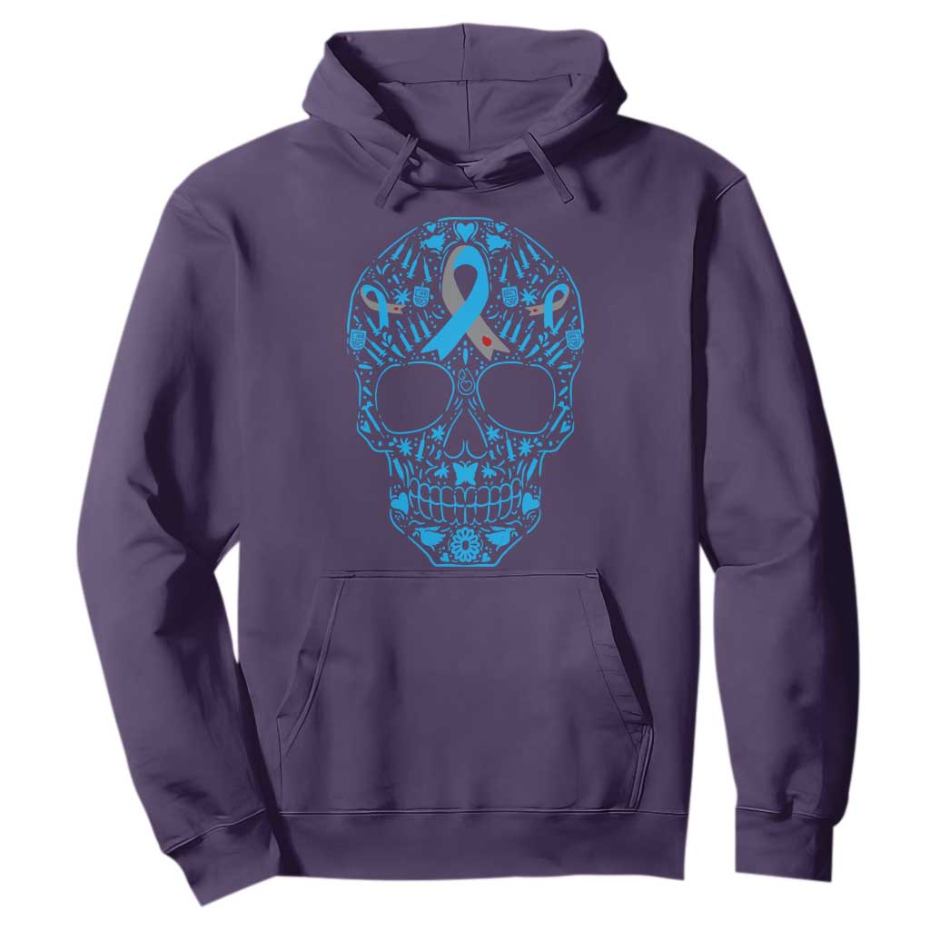 Diabetes Awareness Skull Hoodie Blue Ribbon T1D Support Sugar Skull TS10 Purple Print Your Wear
