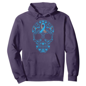 Diabetes Awareness Skull Hoodie Blue Ribbon T1D Support Sugar Skull TS10 Purple Print Your Wear