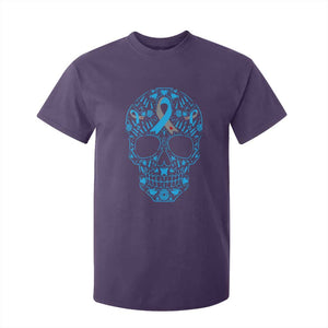 Diabetes Awareness Skull T Shirt For Kid Blue Ribbon T1D Support Sugar Skull TS10 Purple Print Your Wear