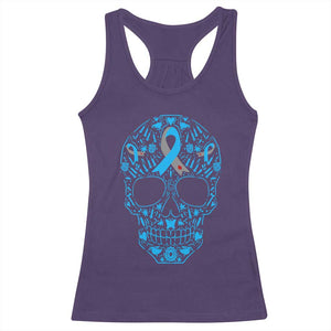 Diabetes Awareness Skull Racerback Tank Top Blue Ribbon T1D Support Sugar Skull TS10 Purple Print Your Wear