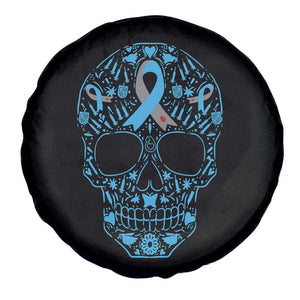 Diabetes Awareness Skull Spare Tire Cover Blue Ribbon T1D Support Sugar Skull TS10 Print Your Wear