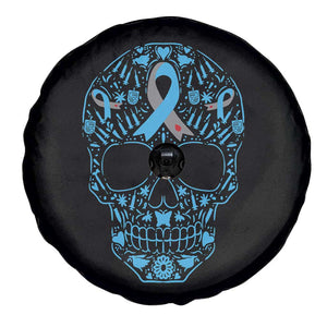 Diabetes Awareness Skull Spare Tire Cover Blue Ribbon T1D Support Sugar Skull TS10 Print Your Wear