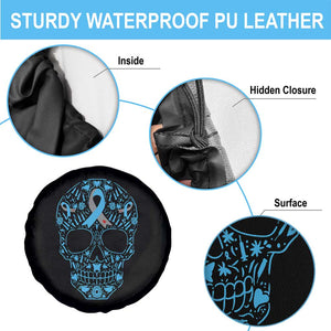 Diabetes Awareness Skull Spare Tire Cover Blue Ribbon T1D Support Sugar Skull TS10 Print Your Wear