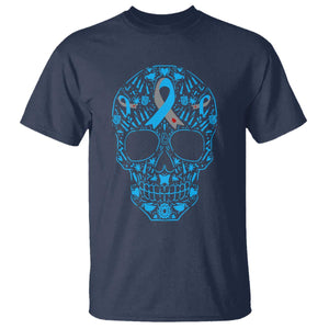 Diabetes Awareness Skull T Shirt Blue Ribbon T1D Support Sugar Skull TS10 Navy Print Your Wear