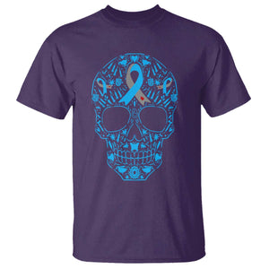 Diabetes Awareness Skull T Shirt Blue Ribbon T1D Support Sugar Skull TS10 Purple Print Your Wear
