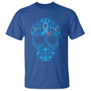 Diabetes Awareness Skull T Shirt Blue Ribbon T1D Support Sugar Skull TS10 Royal Blue Print Your Wear