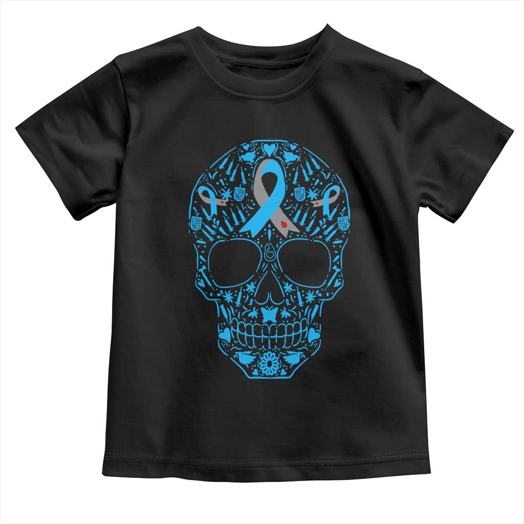 Diabetes Awareness Skull Toddler T Shirt Blue Ribbon T1D Support Sugar Skull TS10 Black Print Your Wear