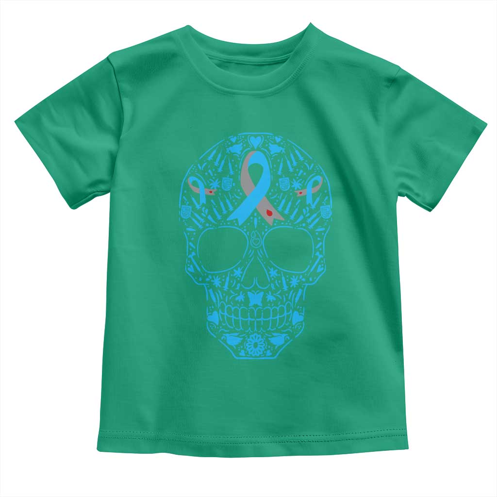 Diabetes Awareness Skull Toddler T Shirt Blue Ribbon T1D Support Sugar Skull TS10 Irish Green Print Your Wear