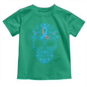 Diabetes Awareness Skull Toddler T Shirt Blue Ribbon T1D Support Sugar Skull TS10 Irish Green Print Your Wear