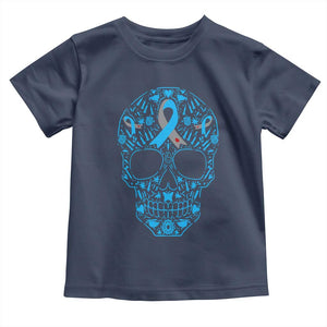 Diabetes Awareness Skull Toddler T Shirt Blue Ribbon T1D Support Sugar Skull TS10 Navy Print Your Wear