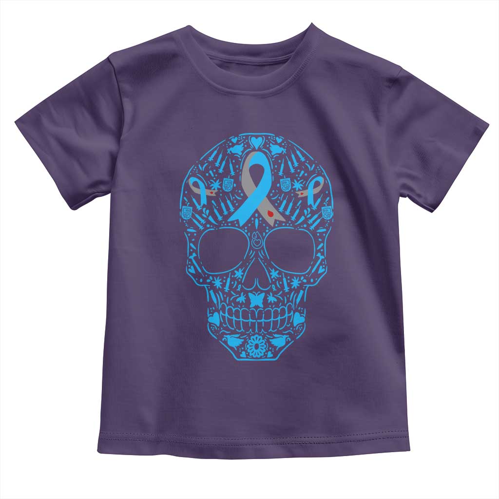 Diabetes Awareness Skull Toddler T Shirt Blue Ribbon T1D Support Sugar Skull TS10 Purple Print Your Wear
