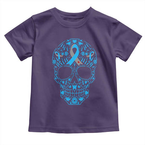 Diabetes Awareness Skull Toddler T Shirt Blue Ribbon T1D Support Sugar Skull TS10 Purple Print Your Wear