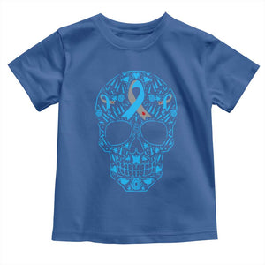 Diabetes Awareness Skull Toddler T Shirt Blue Ribbon T1D Support Sugar Skull TS10 Royal Blue Print Your Wear