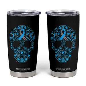 Diabetes Awareness Skull Tumbler Cup Blue Ribbon T1D Support Sugar Skull TS10 Black Print Your Wear
