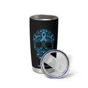 Diabetes Awareness Skull Tumbler Cup Blue Ribbon T1D Support Sugar Skull TS10 Print Your Wear