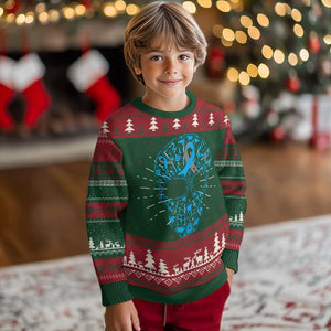 Diabetes Awareness Skull Knit Sweatshirt Blue Ribbon T1D Support Sugar Skull TS10 Christmas Print Your Wear