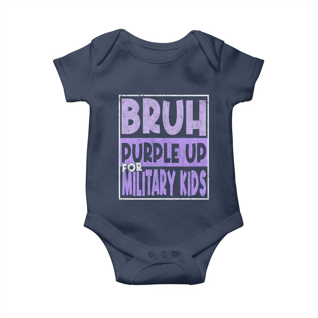 Funny Bruh Purple Up For Military Kids Baby Onesie Military Child Month TS11 Navy Print Your Wear