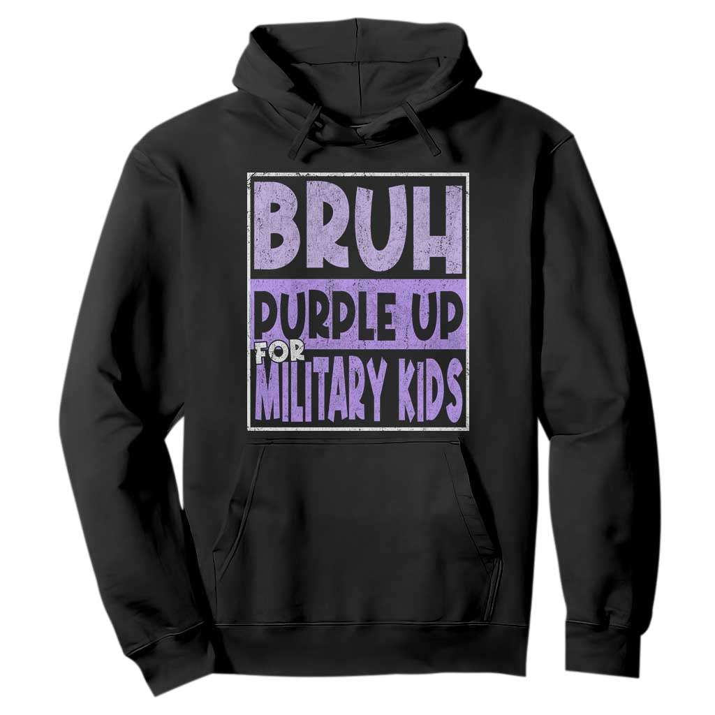 Funny Bruh Purple Up For Military Kids Hoodie Military Child Month TS11 Black Print Your Wear