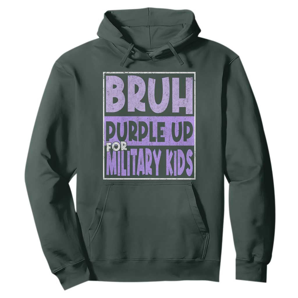 Funny Bruh Purple Up For Military Kids Hoodie Military Child Month TS11 Dark Forest Green Print Your Wear