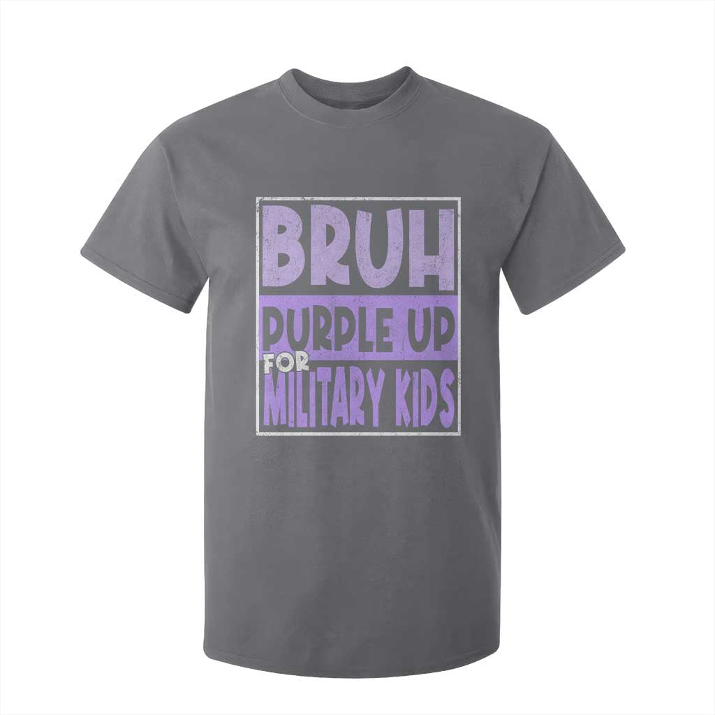 Funny Bruh Purple Up For Military Kids T Shirt For Kid Military Child Month TS11 Charcoal Print Your Wear