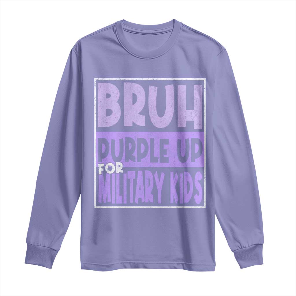 Funny Bruh Purple Up For Military Kids Long Sleeve Shirt Military Child Month TS11 Violet Print Your Wear