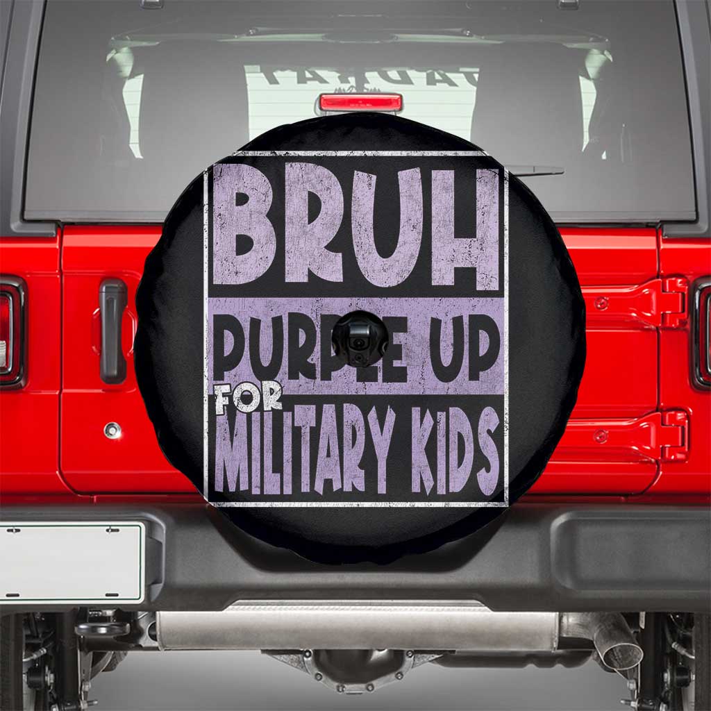 Funny Bruh Purple Up For Military Kids Spare Tire Cover Military Child Month TS11 Black Print Your Wear