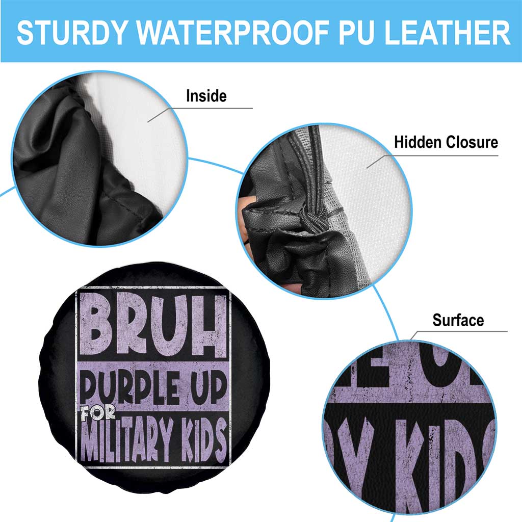 Funny Bruh Purple Up For Military Kids Spare Tire Cover Military Child Month TS11 Print Your Wear