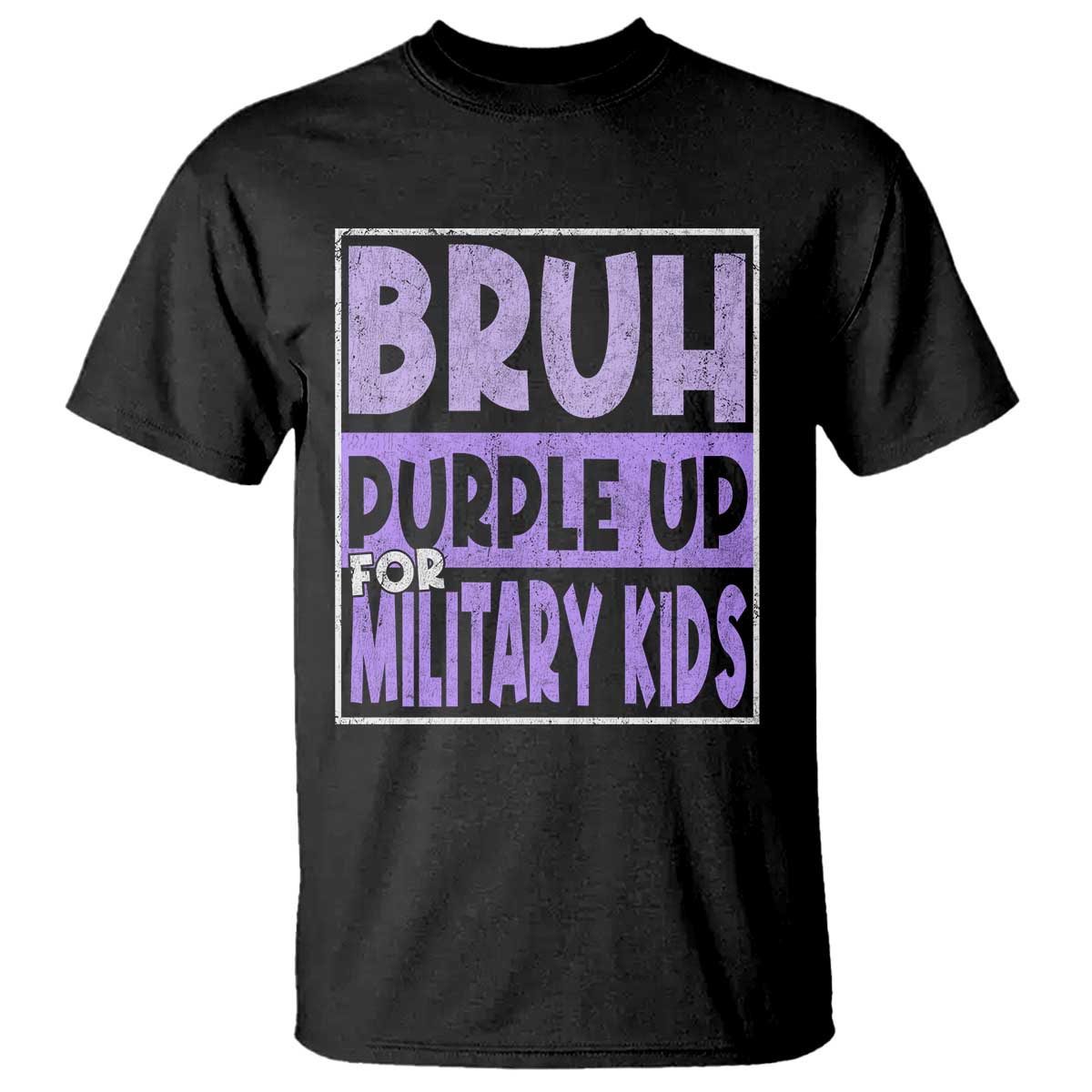 Funny Bruh Purple Up For Military Kids T Shirt Military Child Month TS11 Black Print Your Wear