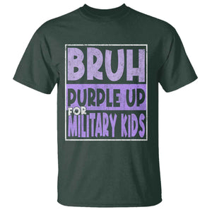 Funny Bruh Purple Up For Military Kids T Shirt Military Child Month TS11 Dark Forest Green Print Your Wear