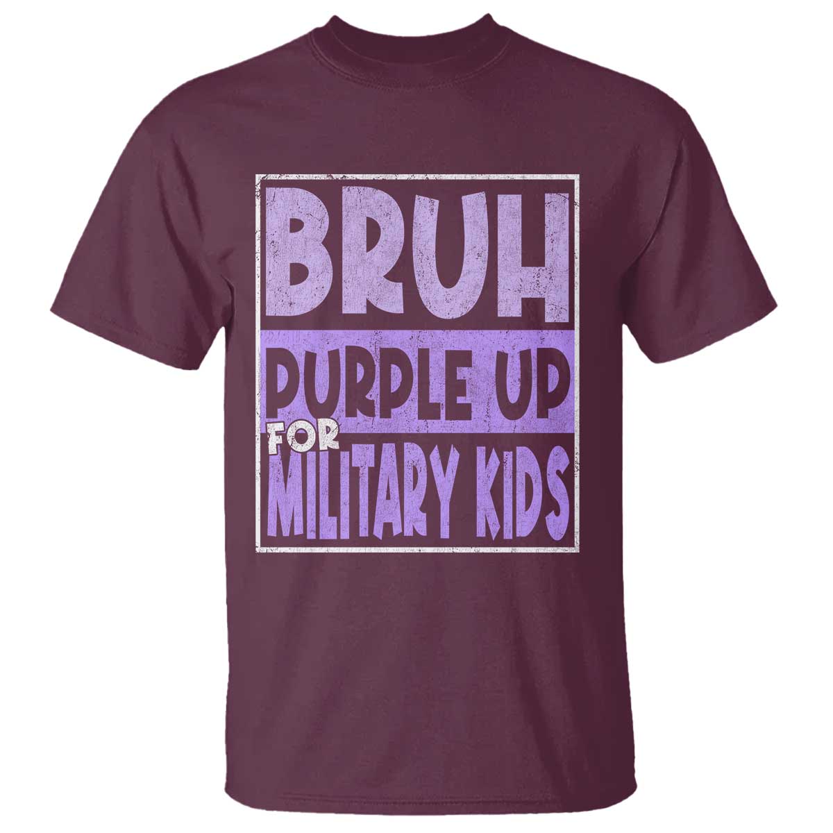 Funny Bruh Purple Up For Military Kids T Shirt Military Child Month TS11 Maroon Print Your Wear