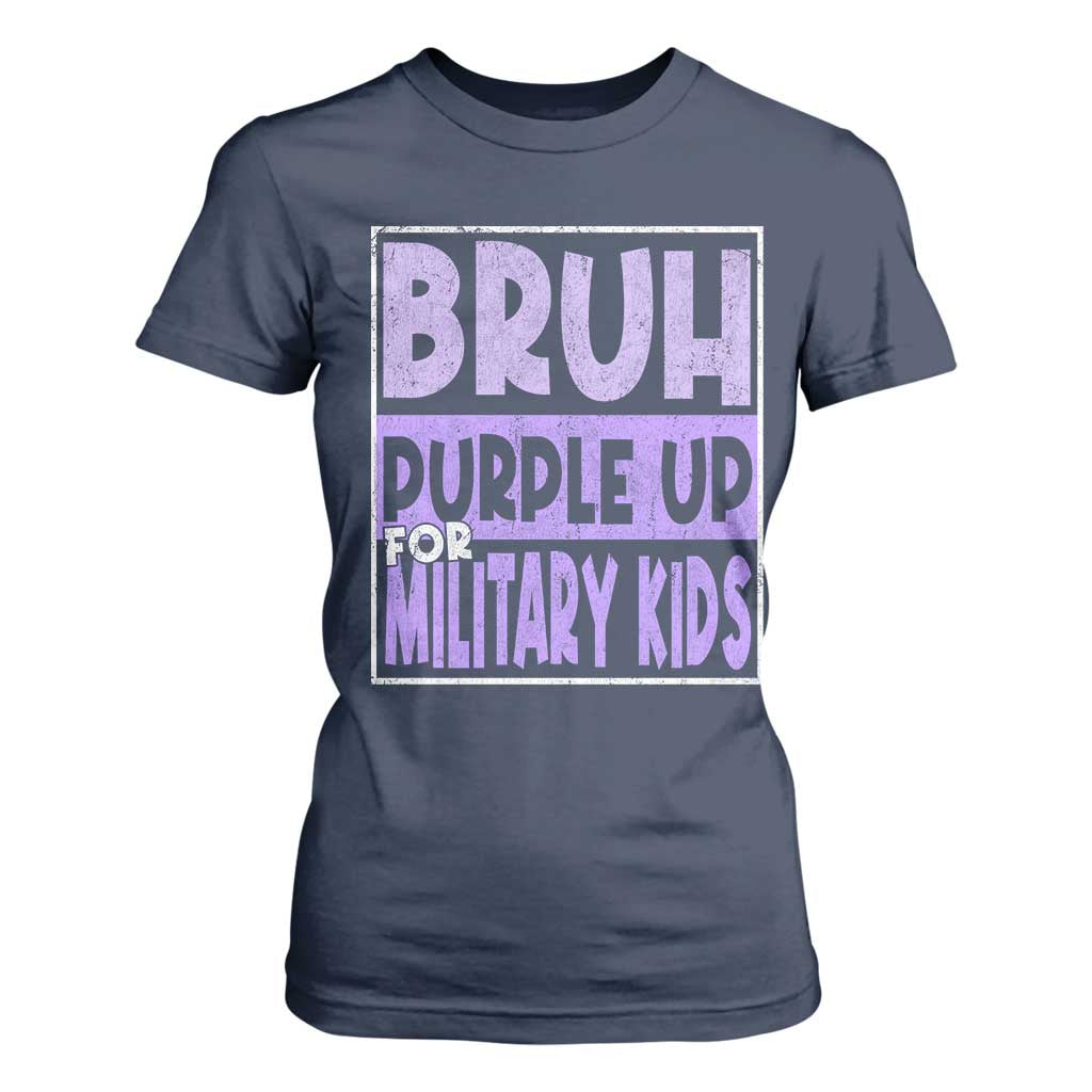 Funny Bruh Purple Up For Military Kids T Shirt For Women Military Child Month TS11 Navy Print Your Wear