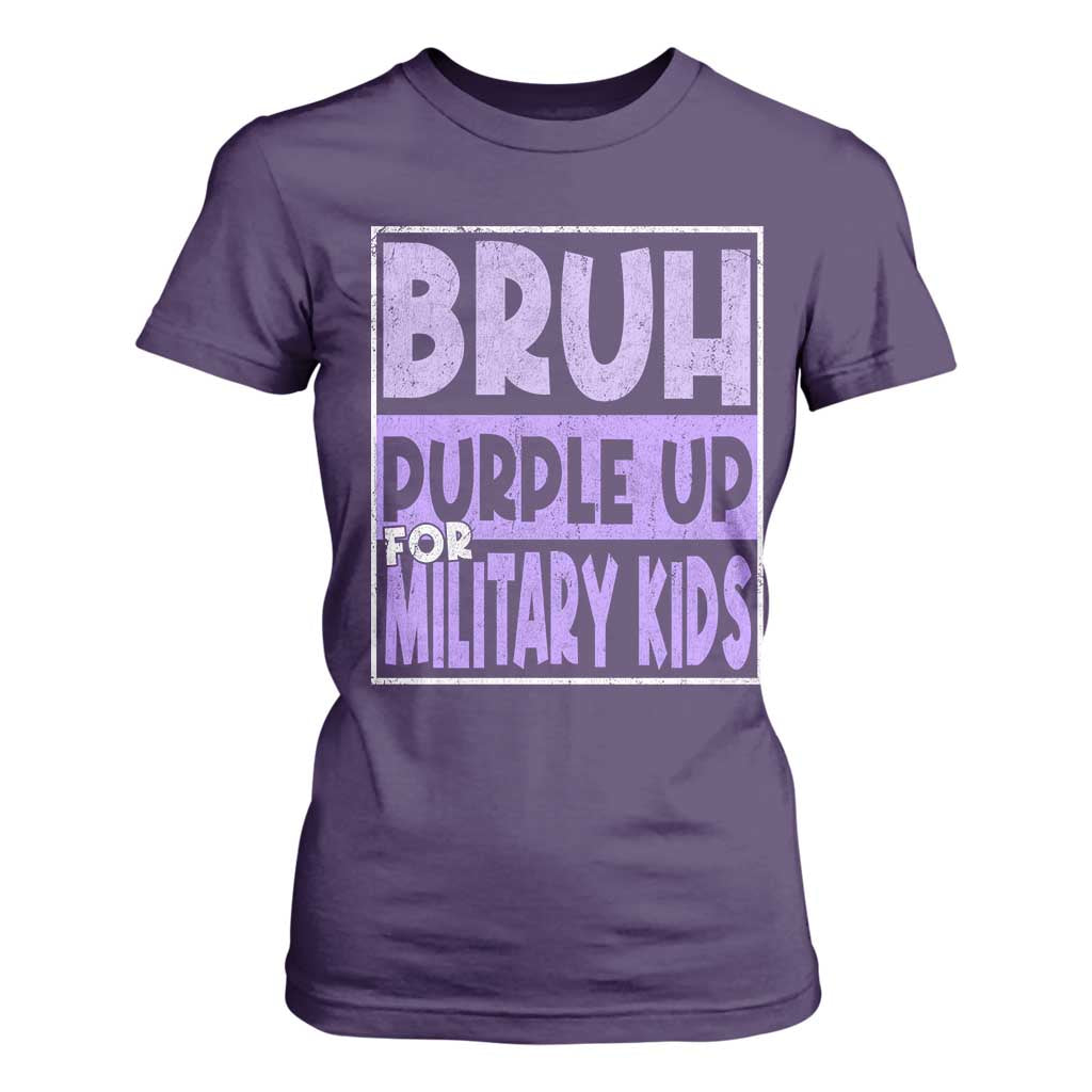 Funny Bruh Purple Up For Military Kids T Shirt For Women Military Child Month TS11 Purple Print Your Wear