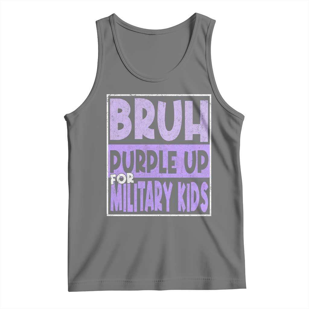 Funny Bruh Purple Up For Military Kids Tank Top Military Child Month TS11 Black Heather Print Your Wear