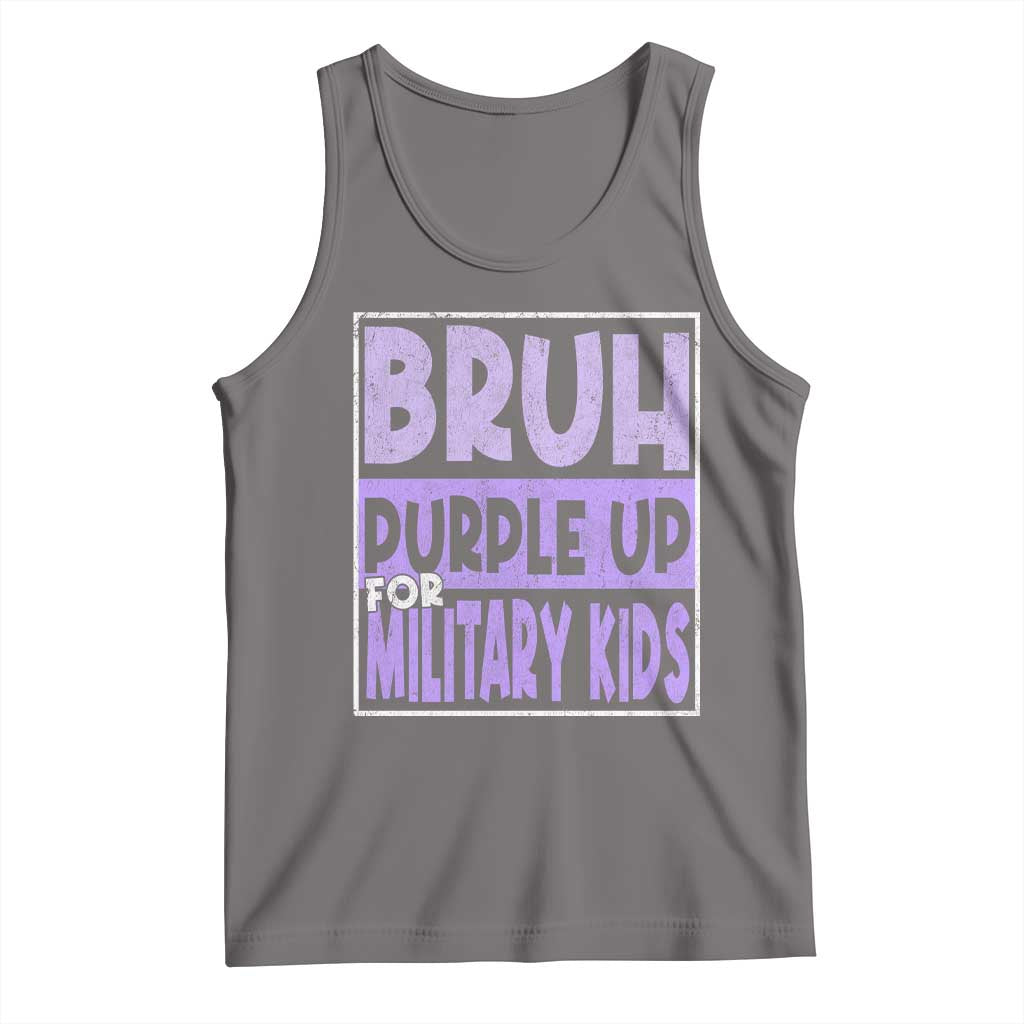 Funny Bruh Purple Up For Military Kids Tank Top Military Child Month TS11 Deep Heather Print Your Wear