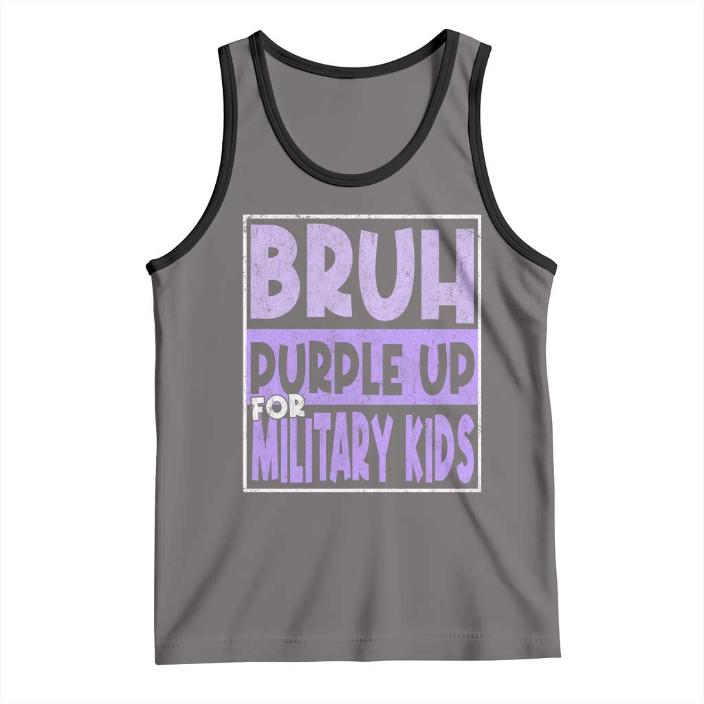 Funny Bruh Purple Up For Military Kids Tank Top Military Child Month TS11 Deep Heather Black Print Your Wear