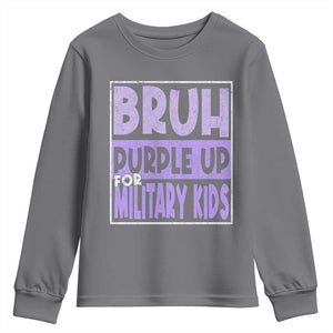 Funny Bruh Purple Up For Military Kids Youth Sweatshirt Military Child Month TS11 Charcoal Print Your Wear