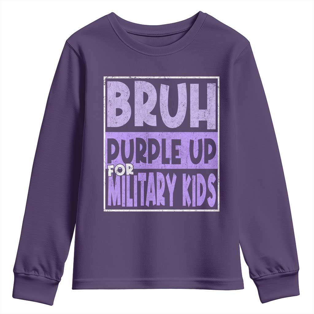 Funny Bruh Purple Up For Military Kids Youth Sweatshirt Military Child Month TS11 Purple Print Your Wear
