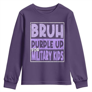 Funny Bruh Purple Up For Military Kids Youth Sweatshirt Military Child Month TS11 Purple Print Your Wear