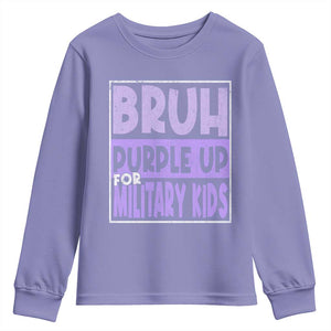 Funny Bruh Purple Up For Military Kids Youth Sweatshirt Military Child Month TS11 Violet Print Your Wear