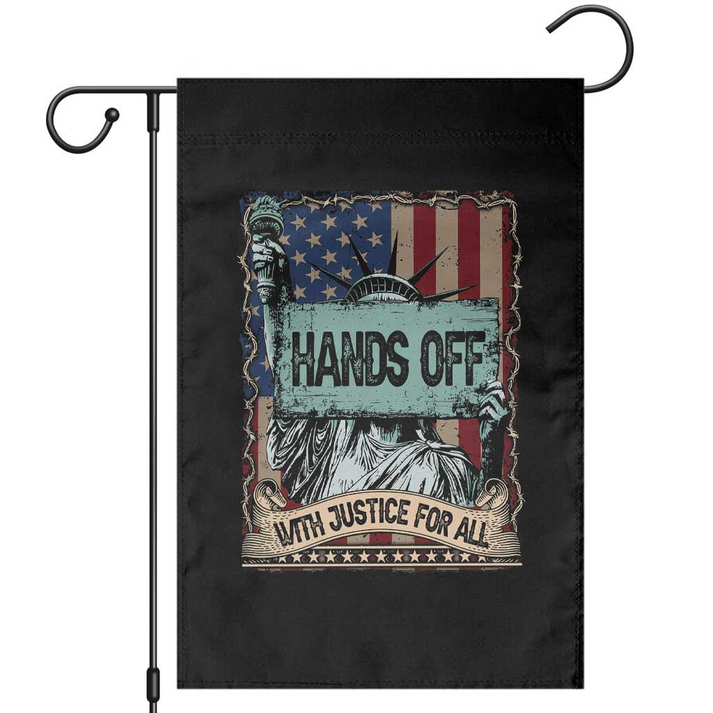 Funny Hands Off With Justice For All Garden Flag Statue Of Liberty American Flag TS11 Black Print Your Wear