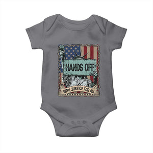 Funny Hands Off With Justice For All Baby Onesie Statue Of Liberty American Flag TS11 Charcoal Print Your Wear