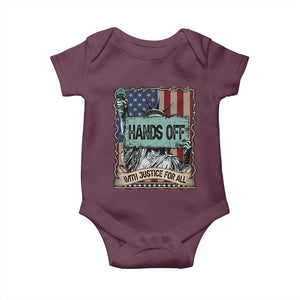 Funny Hands Off With Justice For All Baby Onesie Statue Of Liberty American Flag TS11 Maroon Print Your Wear