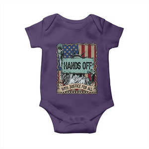 Funny Hands Off With Justice For All Baby Onesie Statue Of Liberty American Flag TS11 Purple Print Your Wear