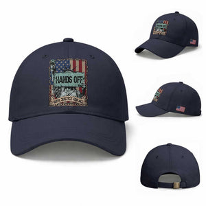 Funny Hands Off With Justice For All Baseball Cap Statue Of Liberty American Flag TS11 Baseball Cap Universal Fit Navy Print Your Wear