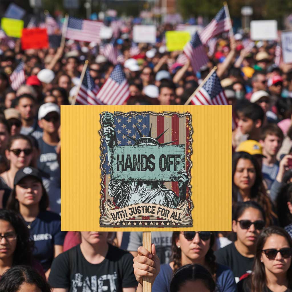 Funny Hands Off With Justice For All Protest Sign Statue Of Liberty American Flag TS11 Horizontal 18