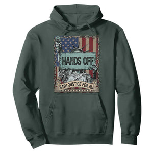 Funny Hands Off With Justice For All Hoodie Statue Of Liberty American Flag TS11 Dark Forest Green Print Your Wear