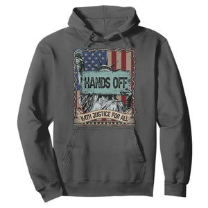 Funny Hands Off With Justice For All Hoodie Statue Of Liberty American Flag TS11 Dark Heather Print Your Wear