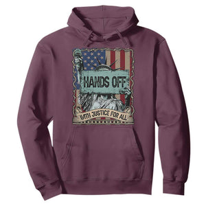 Funny Hands Off With Justice For All Hoodie Statue Of Liberty American Flag TS11 Maroon Print Your Wear