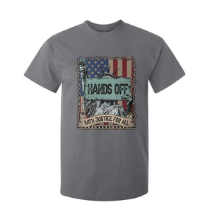 Funny Hands Off With Justice For All T Shirt For Kid Statue Of Liberty American Flag TS11 Charcoal Print Your Wear