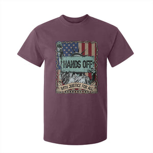 Funny Hands Off With Justice For All T Shirt For Kid Statue Of Liberty American Flag TS11 Maroon Print Your Wear